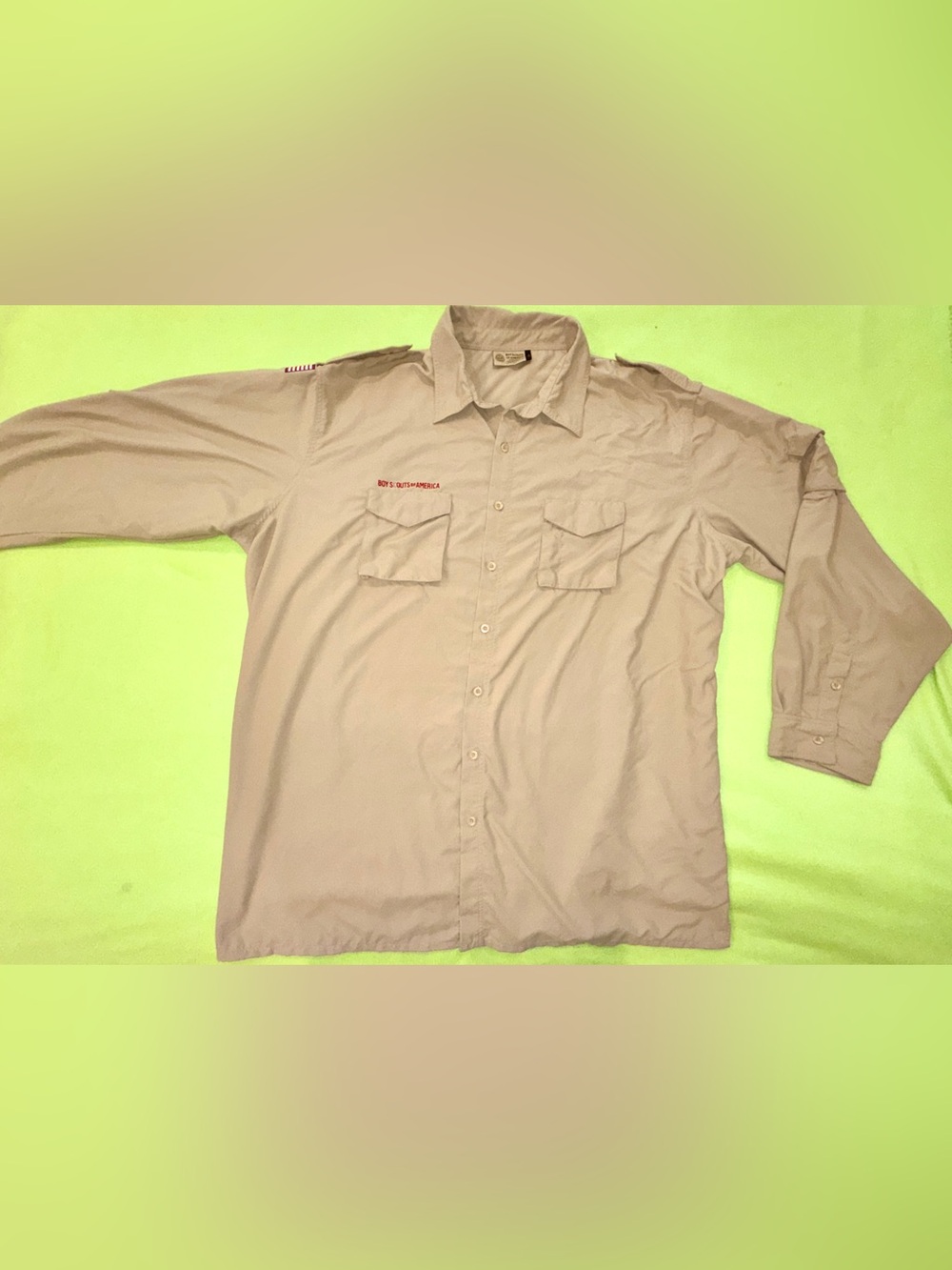 XXXL Boy Scout Uniform LS Shirt Mens Beige Tan BSA - Supplex Nylon - Adult 3XL